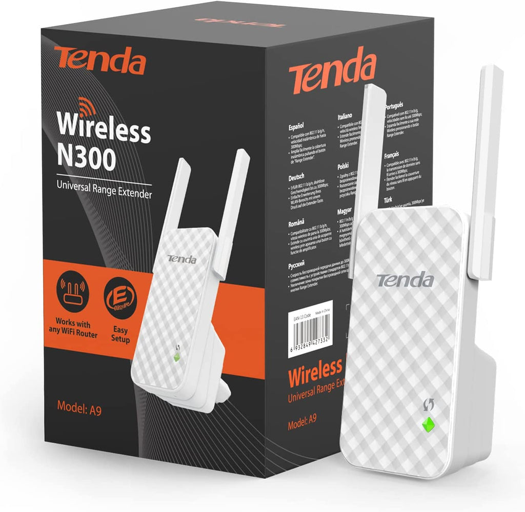 Tenda A9 WiFi Range Extender, Silicon